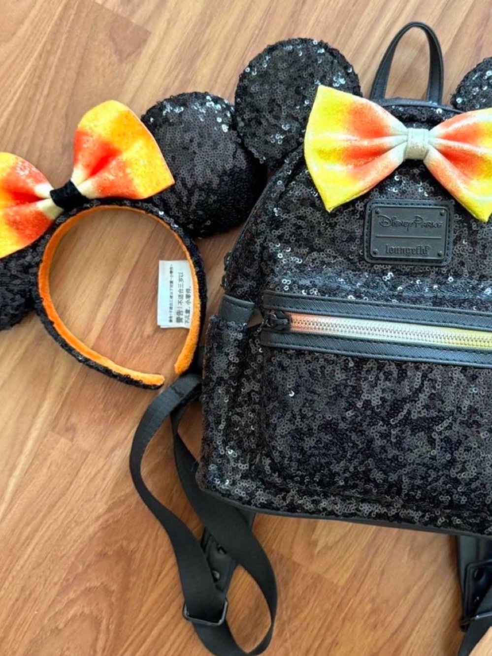 Disney Candy Corn Sequin Black and Orange Loungefly Set